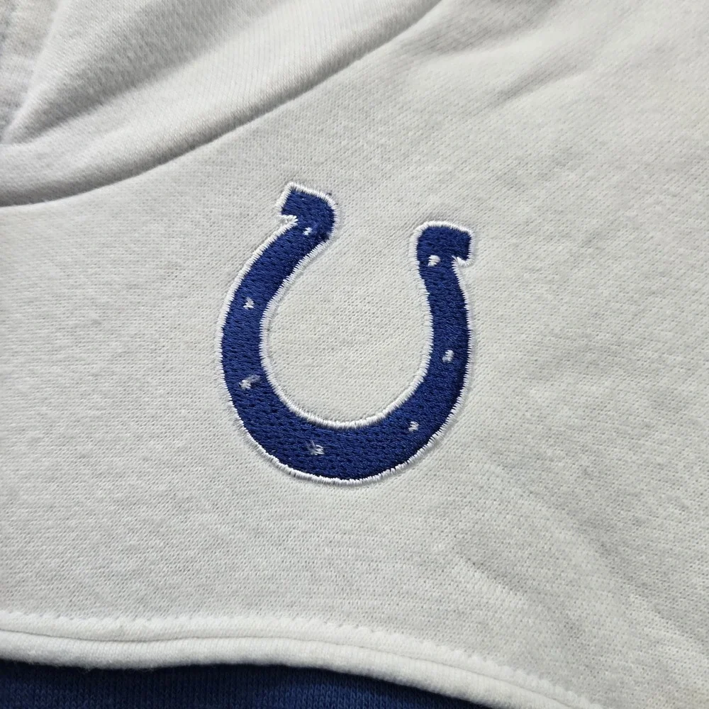 Indianapolis Colts Men Hoodie M Blue Embroidered Logo Colorblock Fleece READ